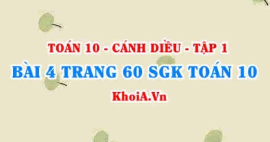 Bài 4 trang 60 SGK Toán 10 tập 1 Cánh Diều